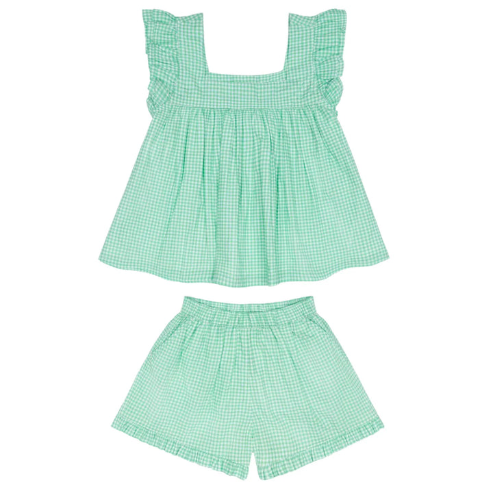 girls gustavia gingham ruffle top and short set