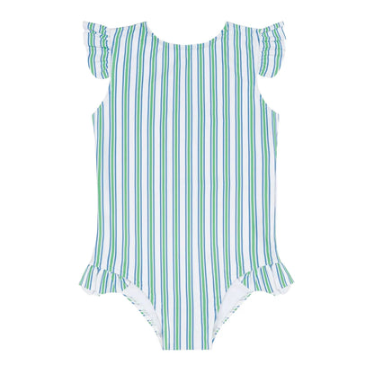 girls tamarin stripe ruffle cap sleeve rashguard one piece