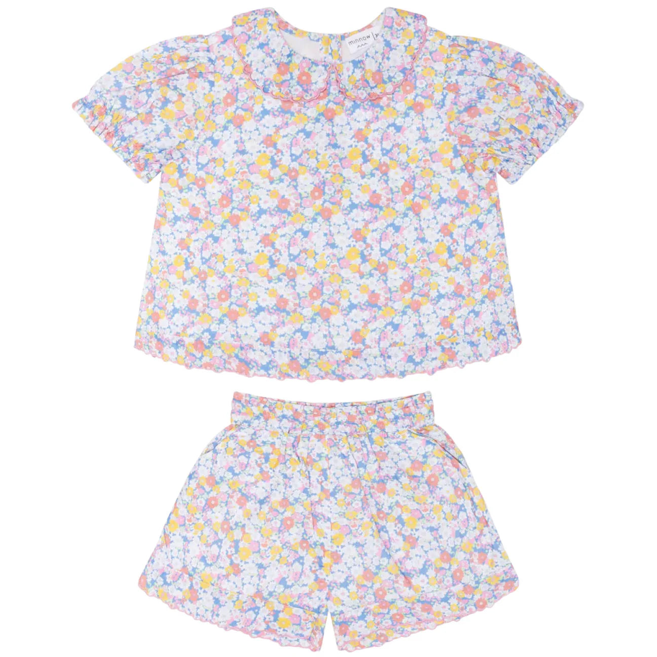 girls jasmine blossom puff sleeve short set