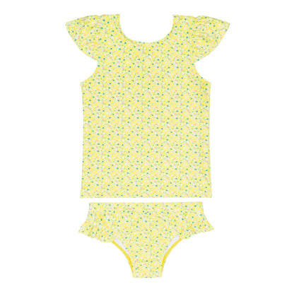 girls petite fleur cup sleeve rashguard set