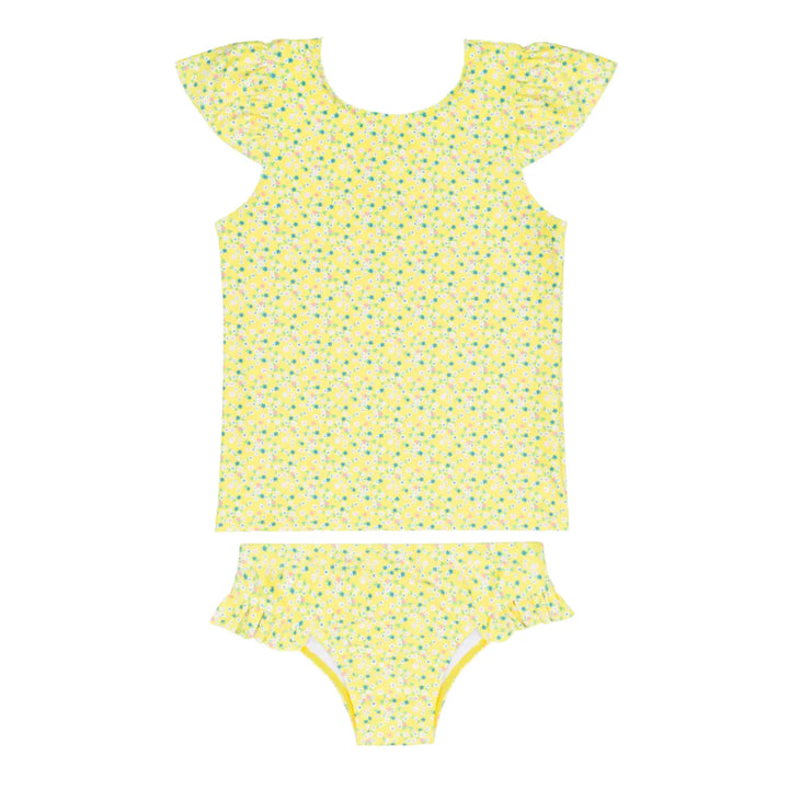 girls petite fleur cup sleeve rashguard set