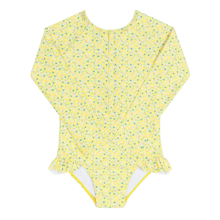 girls petite fleur front zip rashguard one piece