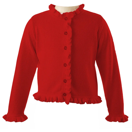 Frill Cardigan, Red