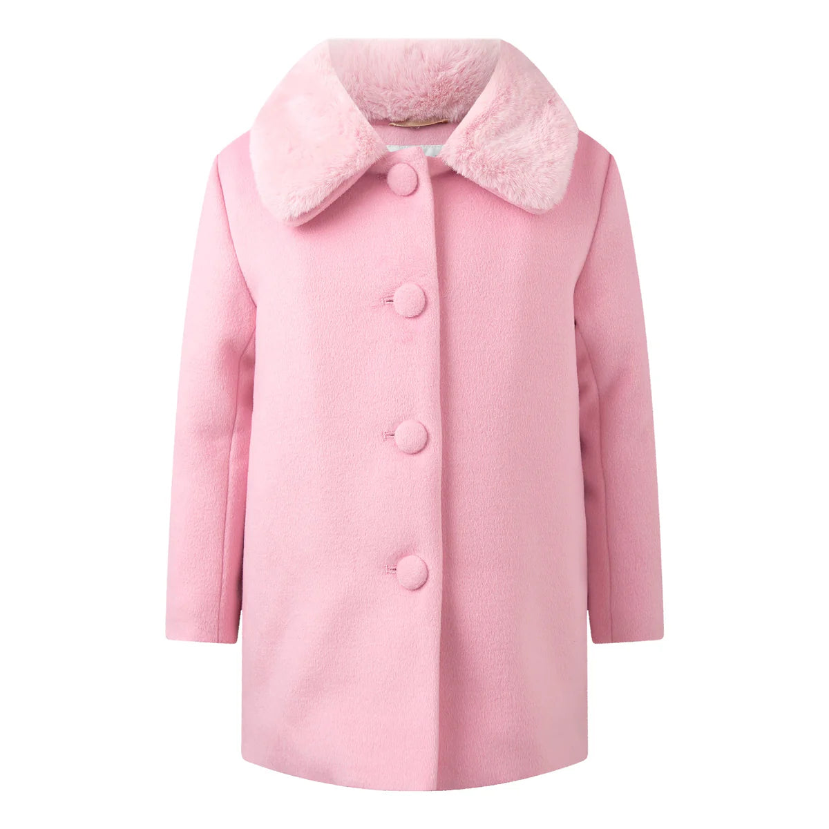 Pink Faux Fur Collar Coat