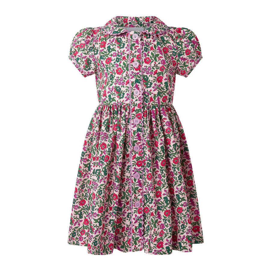 Pink Floral Button Front Dress