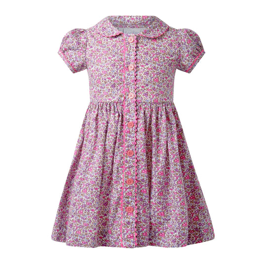 Purple Floral Button Front Dress