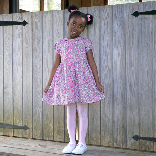 Purple Floral Button Front Dress