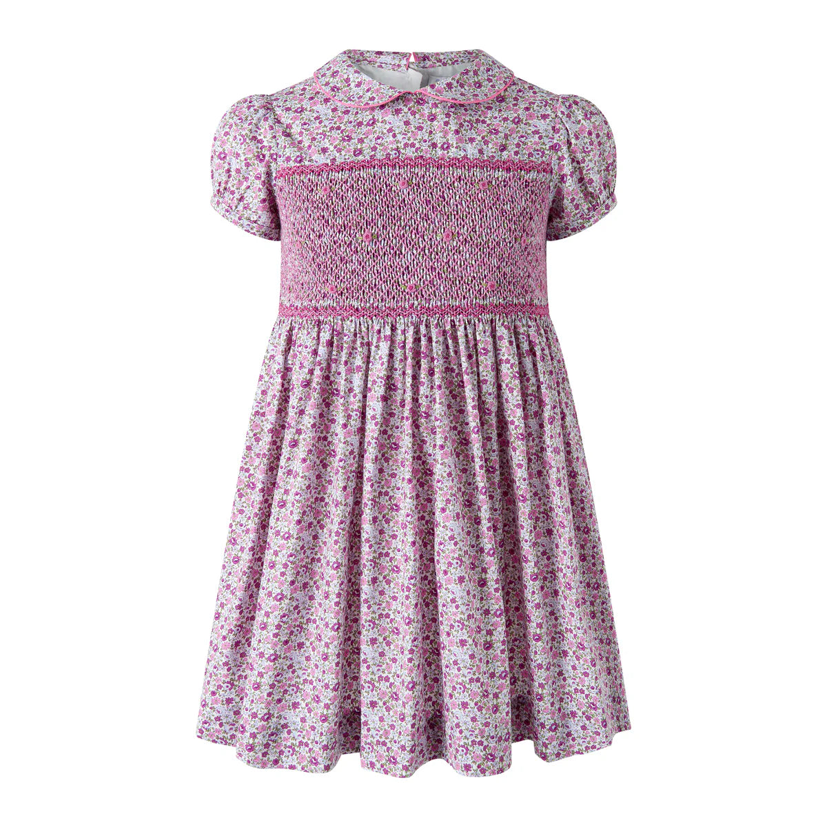 Purple Ditsy Floral Smocked Dress
