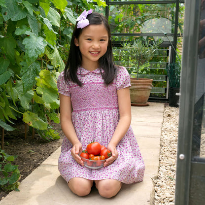 Purple Ditsy Floral Smocked Dress