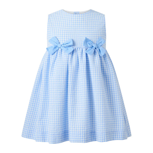 Check Bow Dress | Blue