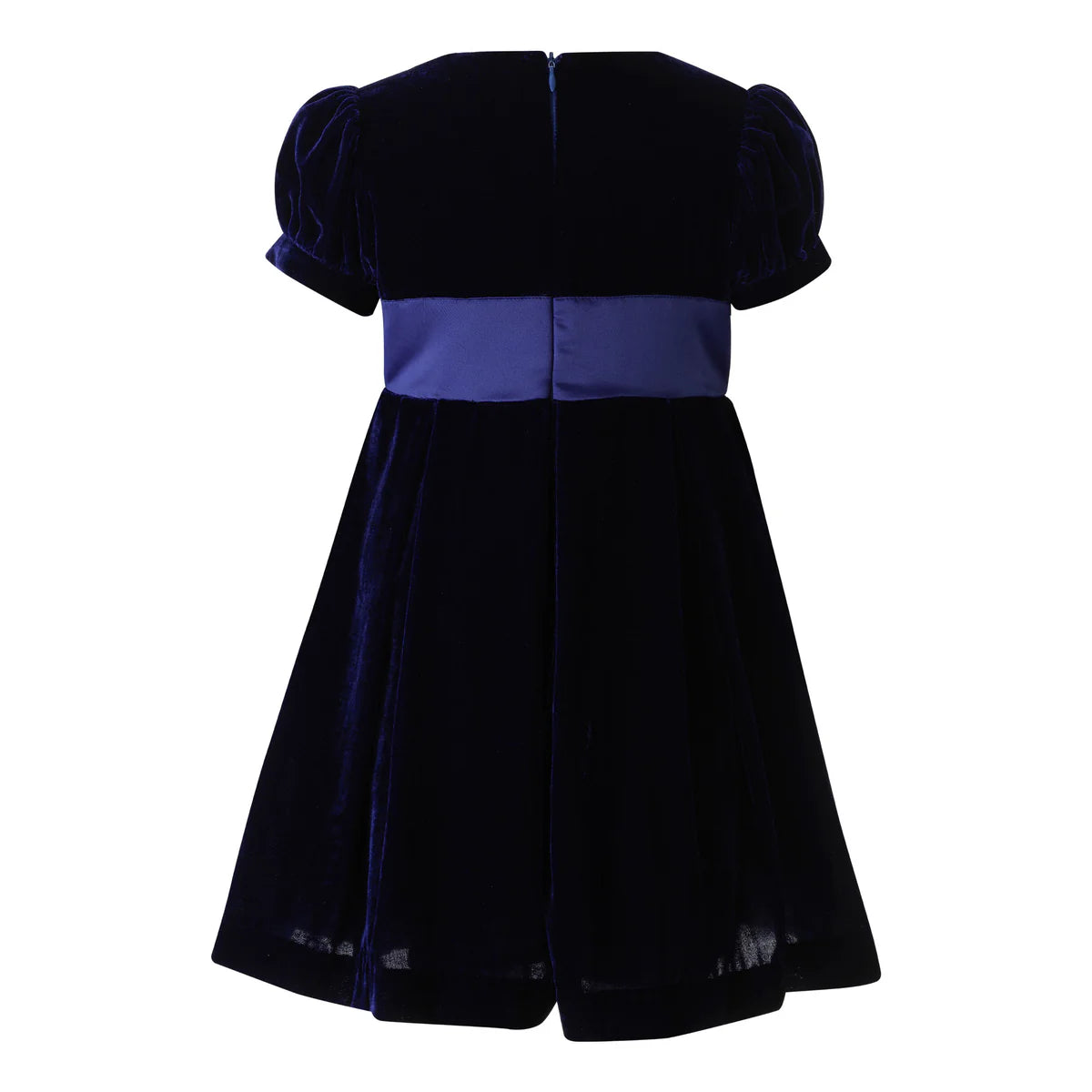 Crushed Velvet Bow Dress | Navy