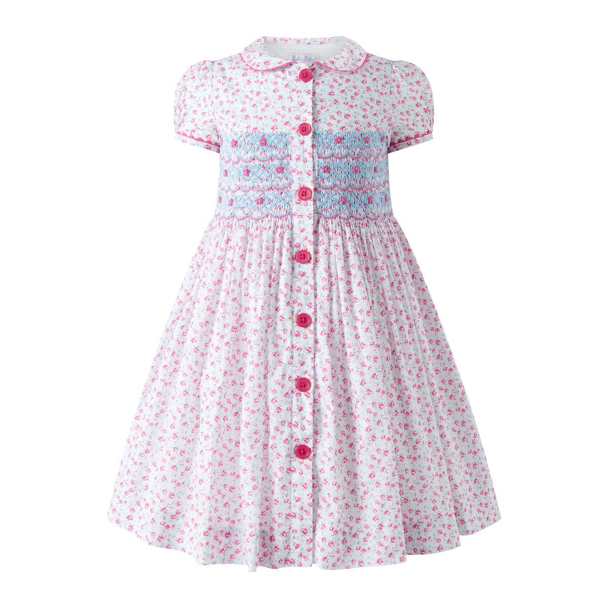 Floral Smocked Button Front Dress
