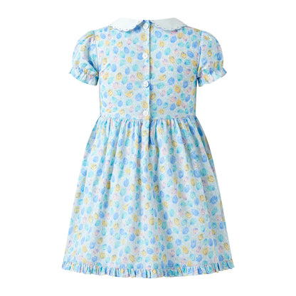 Blue Scalloped Collar Tulip Dress