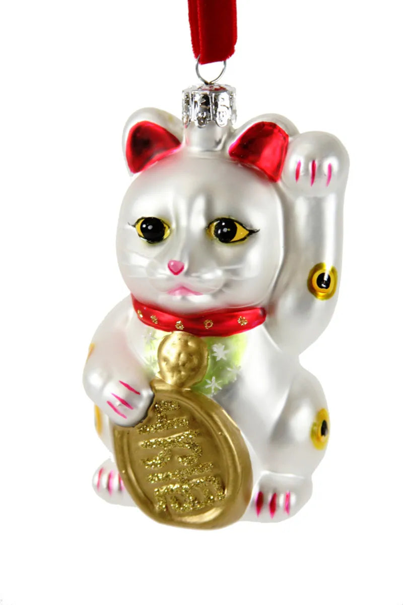 White Lucky Cat Ornament