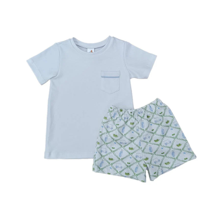 Golf Print Knit Boy Short Set
