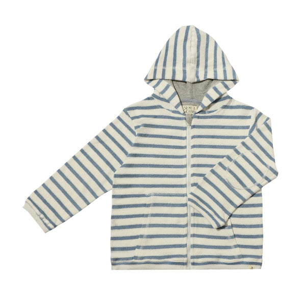 Cornwall Terry Zip up | Blue + White Terry