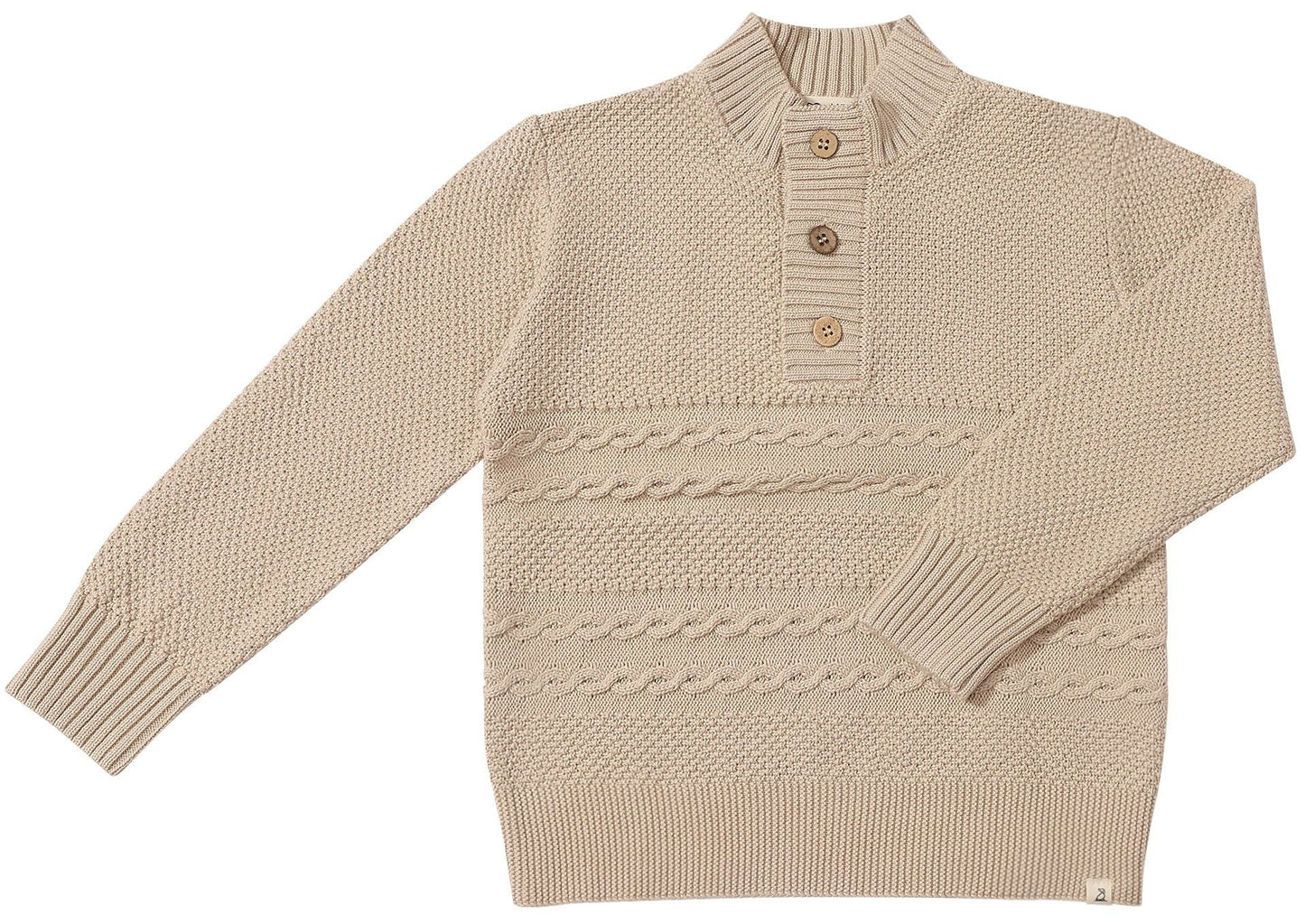 Cable Henley Sweater | Beige