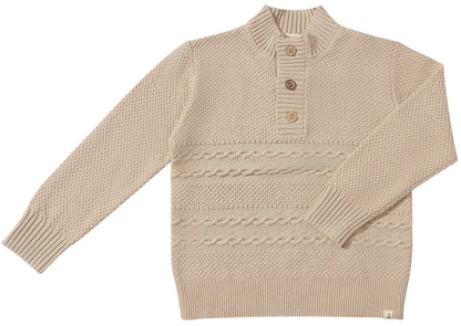 Cable Henley Sweater | Beige