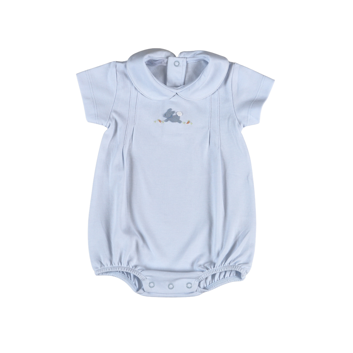 Embroidered Short Sleeve Bubble | Blue Easter Bunnies