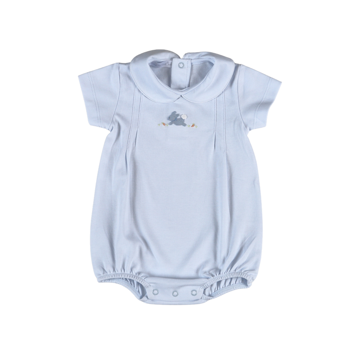 Embroidered Short Sleeve Bubble | Blue Easter Bunnies