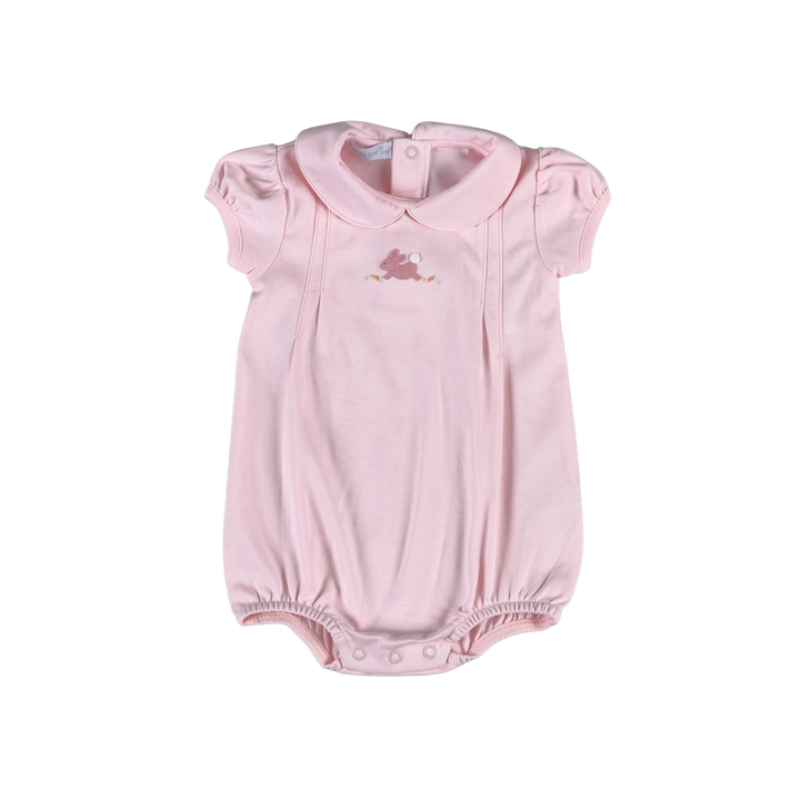Embroidered Short Sleeve Bubble | Pink Easter Bunnies