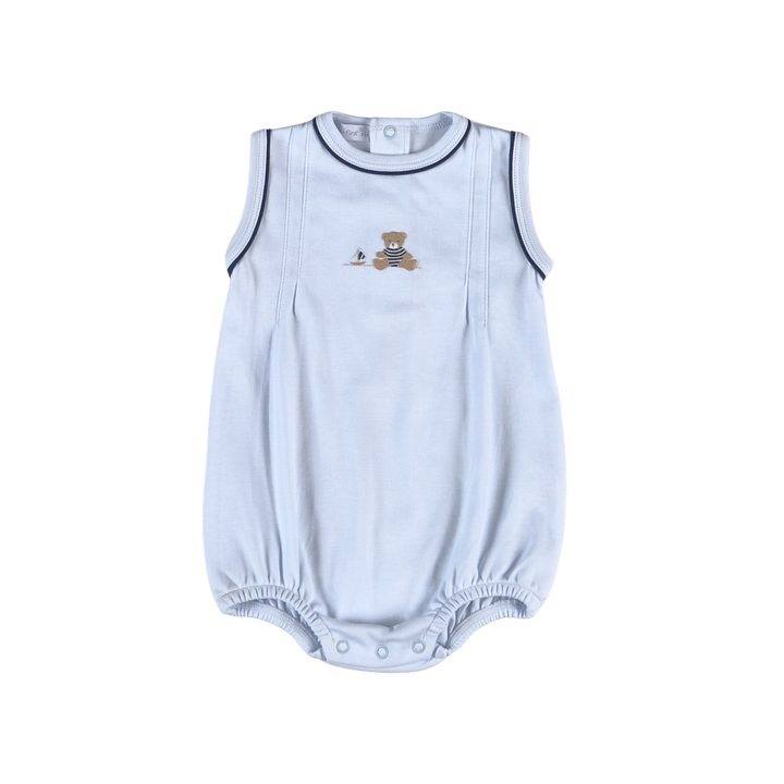 Embroidered Sleeveless Bubble | Blue Mariner Bear