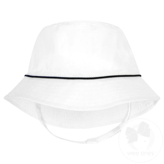 Boys Reversible Sun Hat With Piping | White/Navy