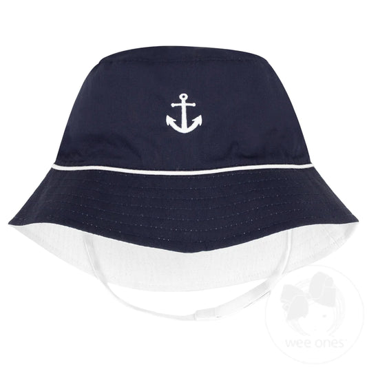 Boys Reversible Anchor Sun Hat | Navy