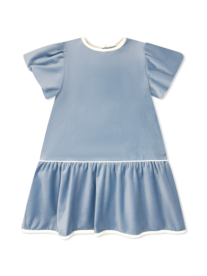 Harper Dress | Beaufort Blue Velvet, Winter White Velvet
