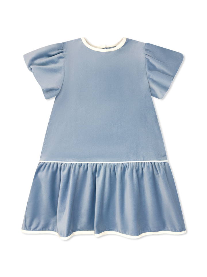 Harper Dress | Beaufort Blue Velvet, Winter White Velvet