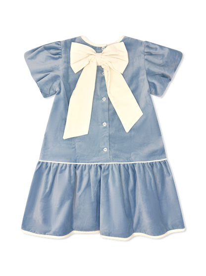 Harper Dress | Beaufort Blue Velvet, Winter White Velvet