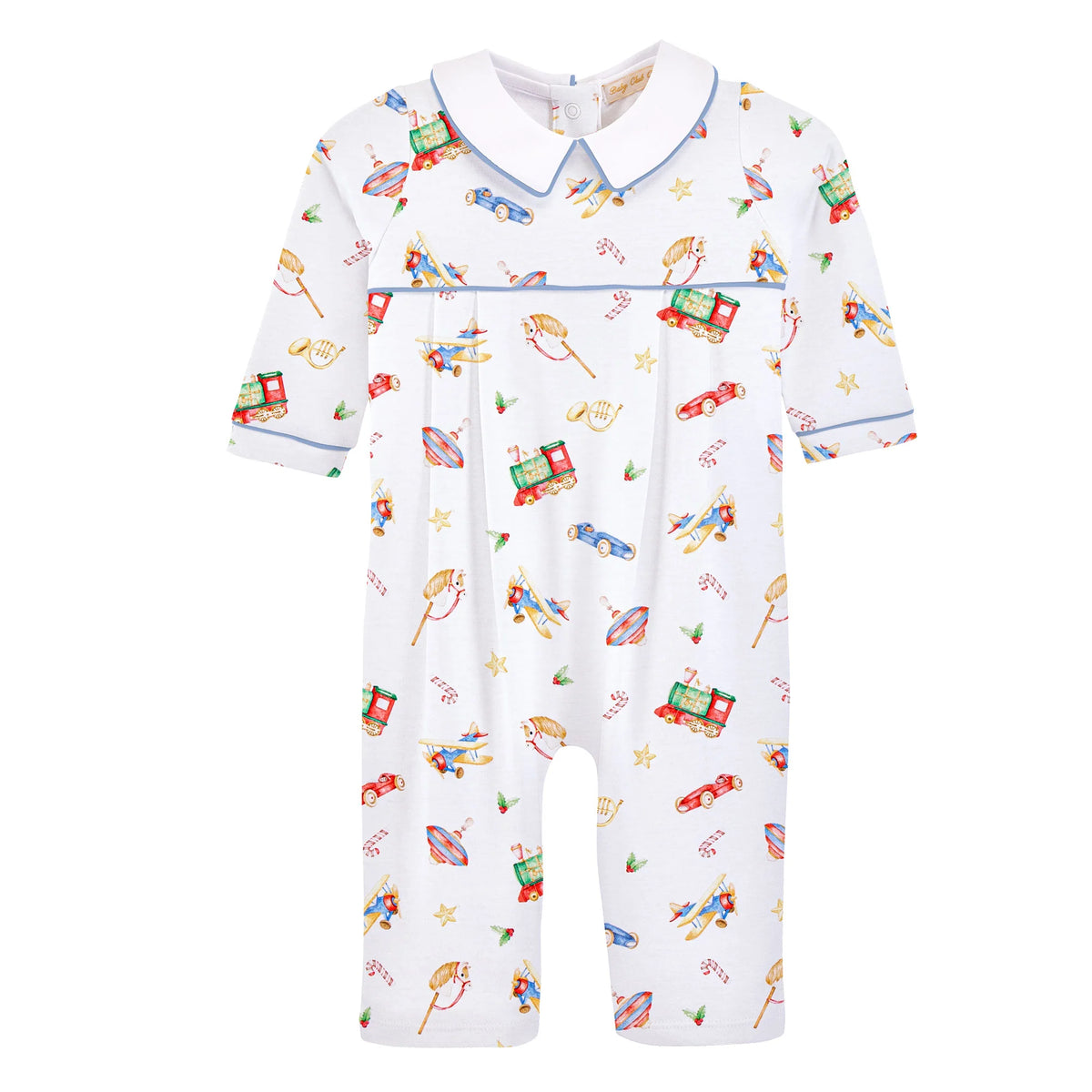 Holiday Heirlooms Printed Pima Playsuit w Point Collar