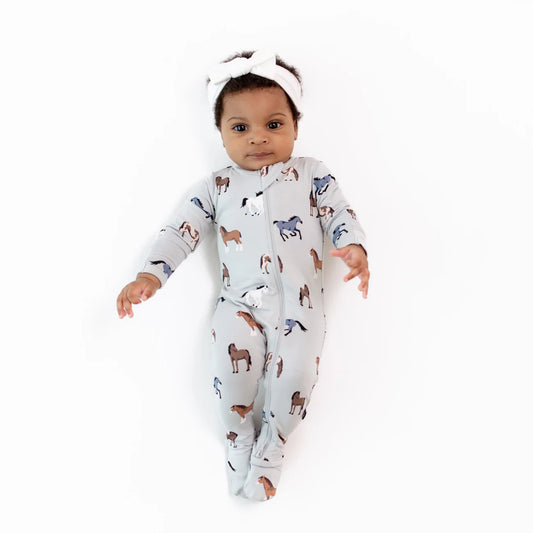 Kyte Baby Zippered Bamboo Footie | Horse