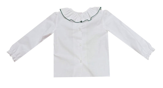 White & Red Christmas Embroidered Blouse