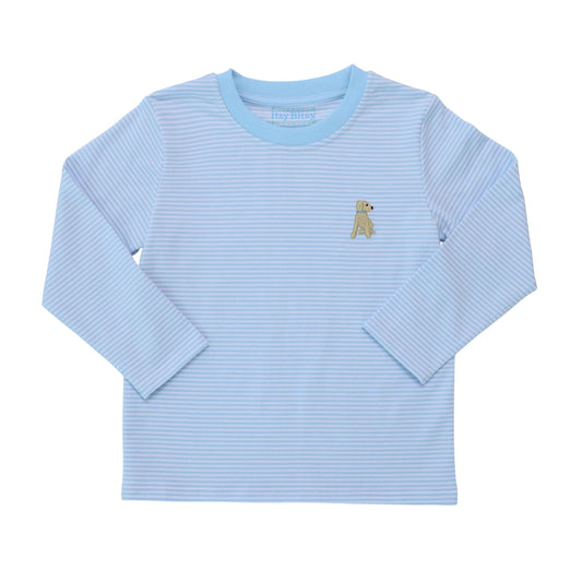 Puppy Long Sleeve Shirt | Light Blue Stripe
