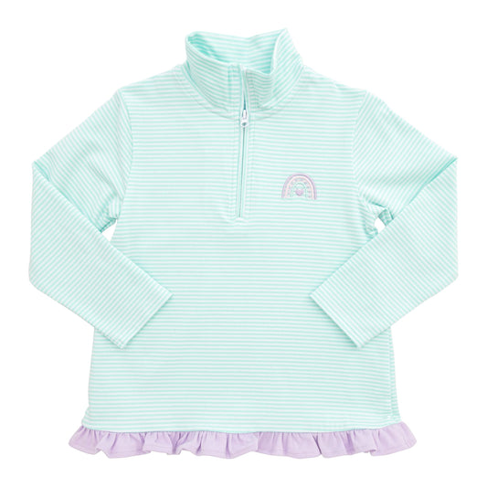 1/4 Zip Ruffle Pullover | Rainbow