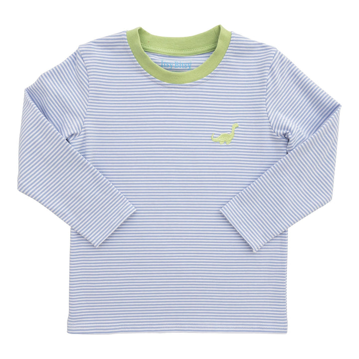 Striped Dinosaur Embroidered Shirt