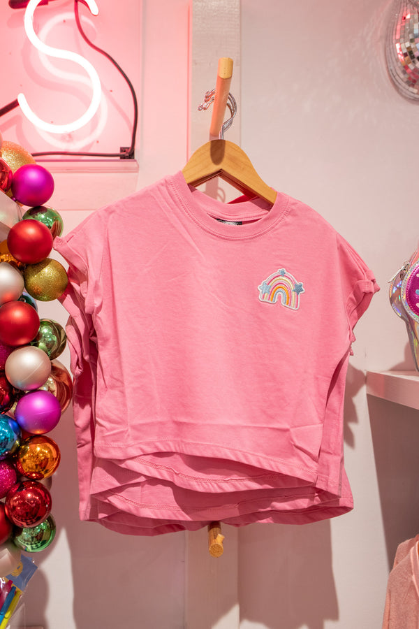 XOXO by Magpies Embroidered Short Sleeve Rainbow Tee | Pink