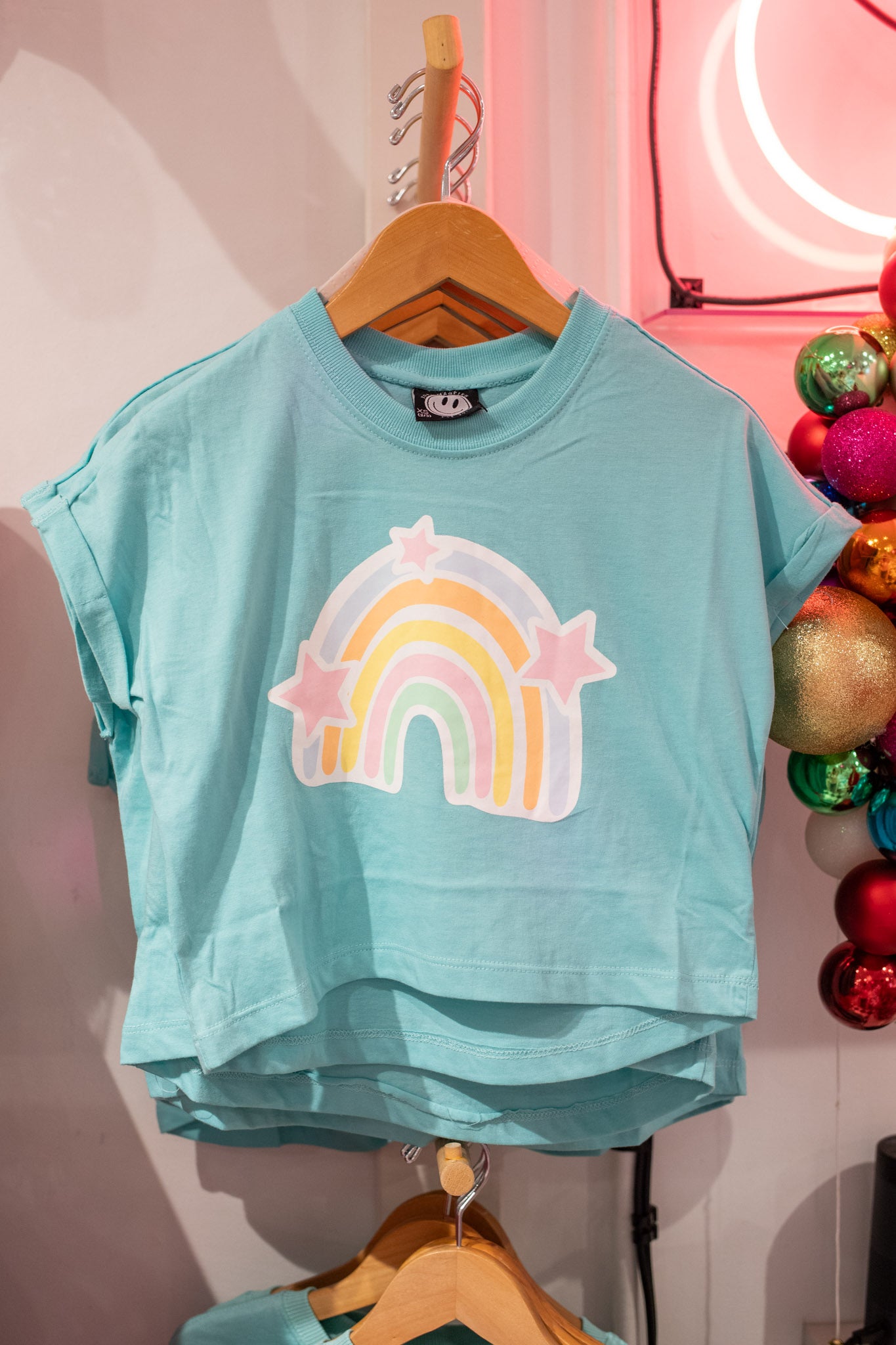 XOXO by Magpies Printed Short Sleeve Rainbow Tee | Aqua