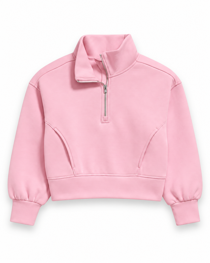 Flodal 1/4 Zip Up Sweatshirt | Suzette Pink