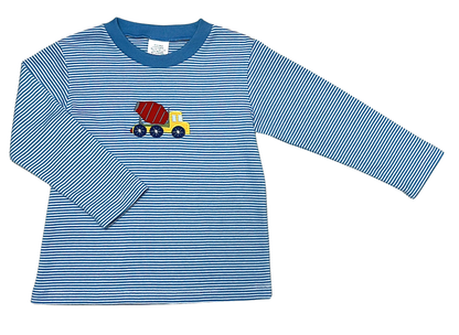 Cement Truck Blue Stripe Long Sleeve