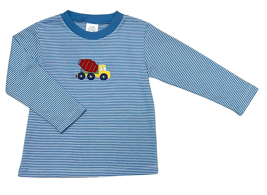 Cement Truck Blue Stripe Long Sleeve