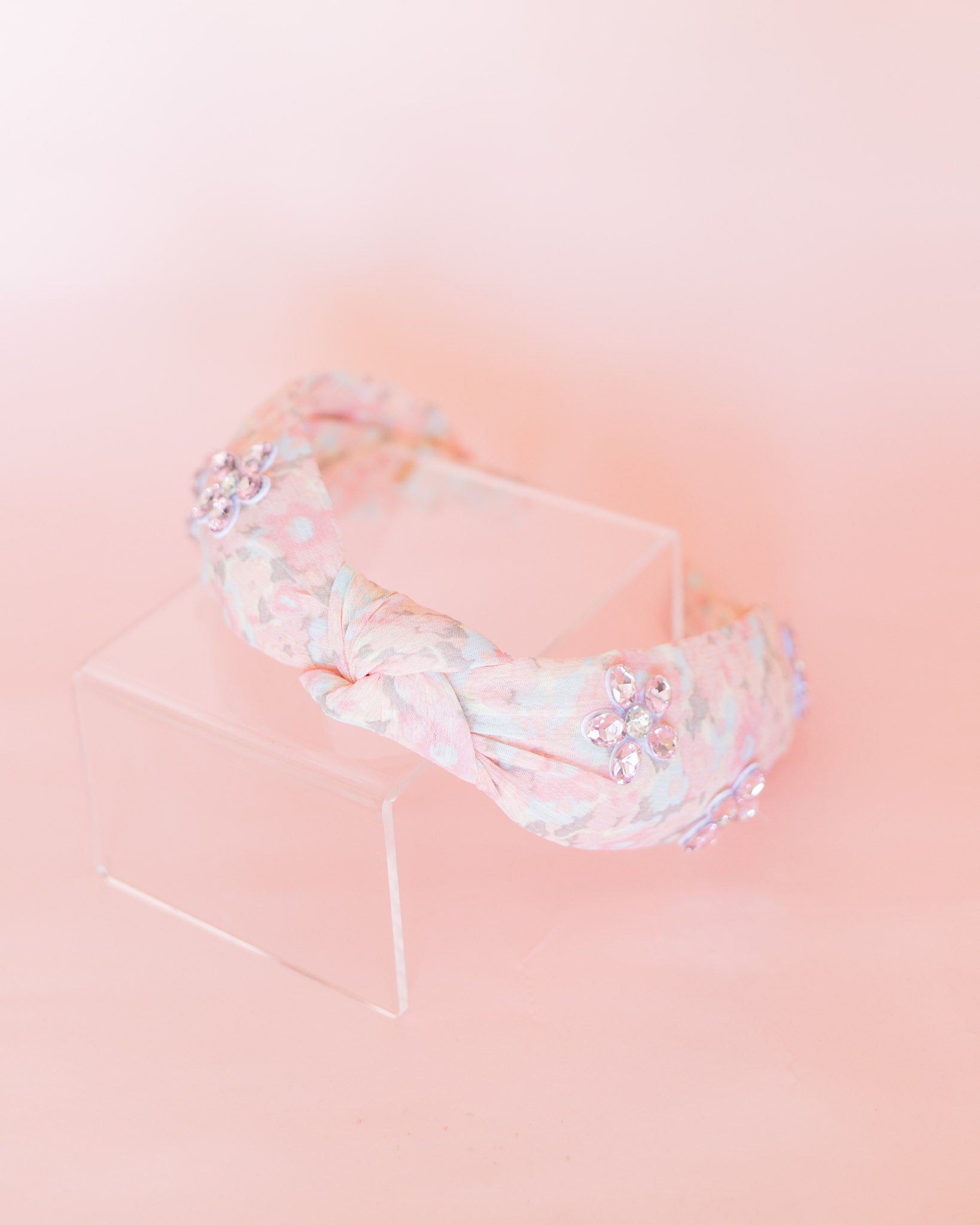 Floral Crystal Knot Headband | Pink
