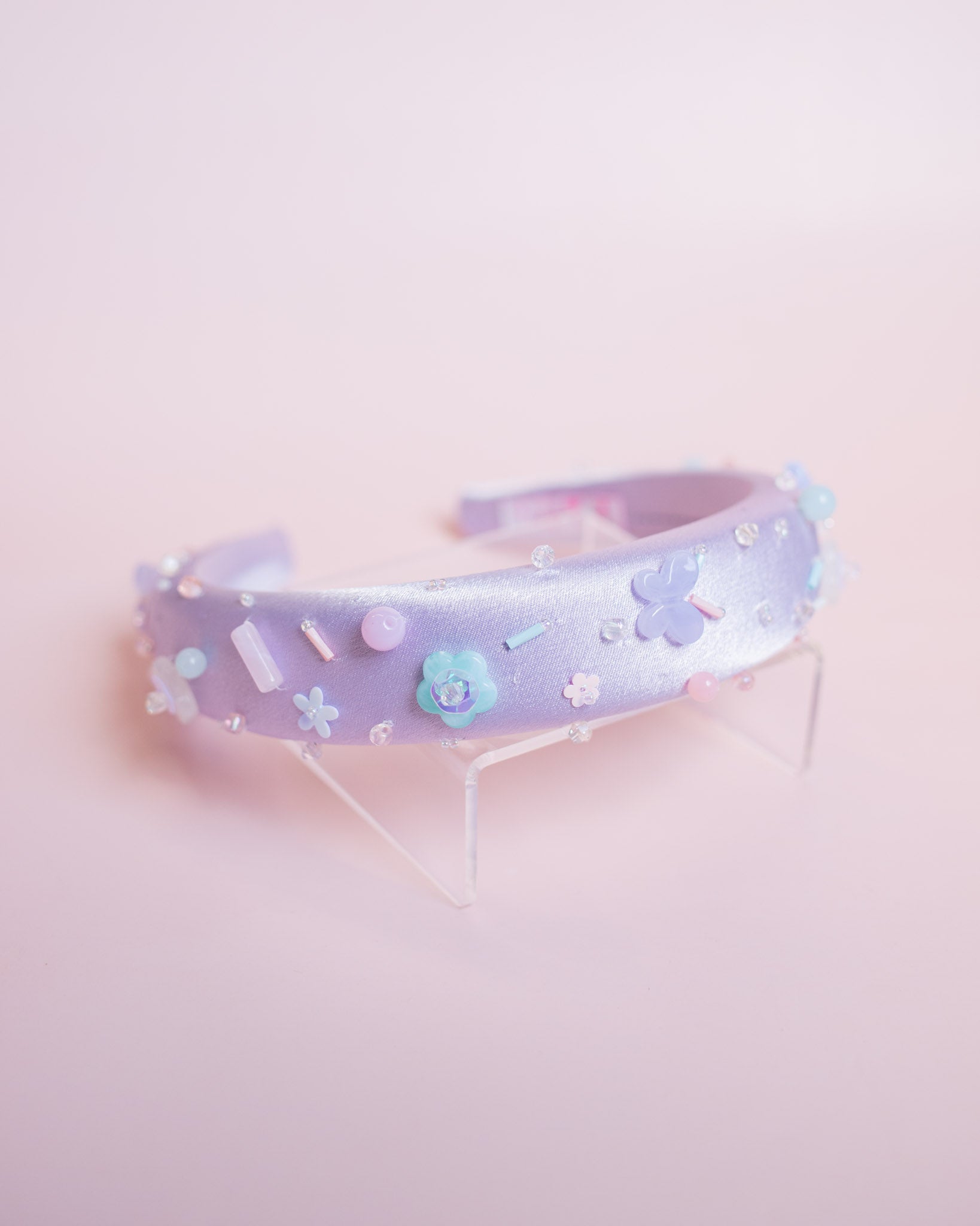 Beaded Silk Padded Headband | Lavender