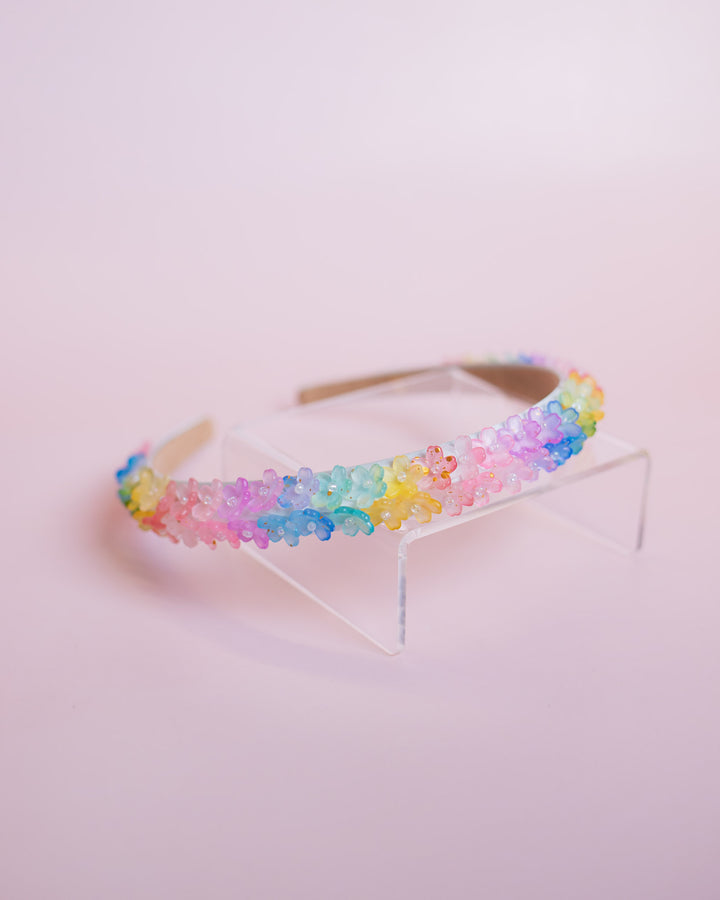Thin Flower Headband | Rainbow