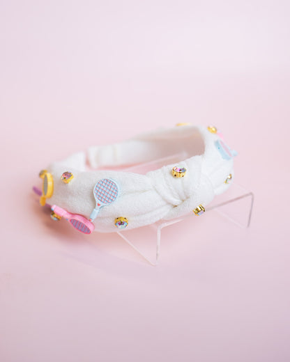 Tennis Terry Knot Headband | White