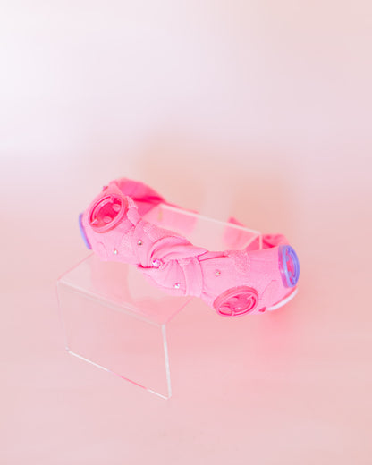 Heart Smile Charm Knot Headband | Hot Pink