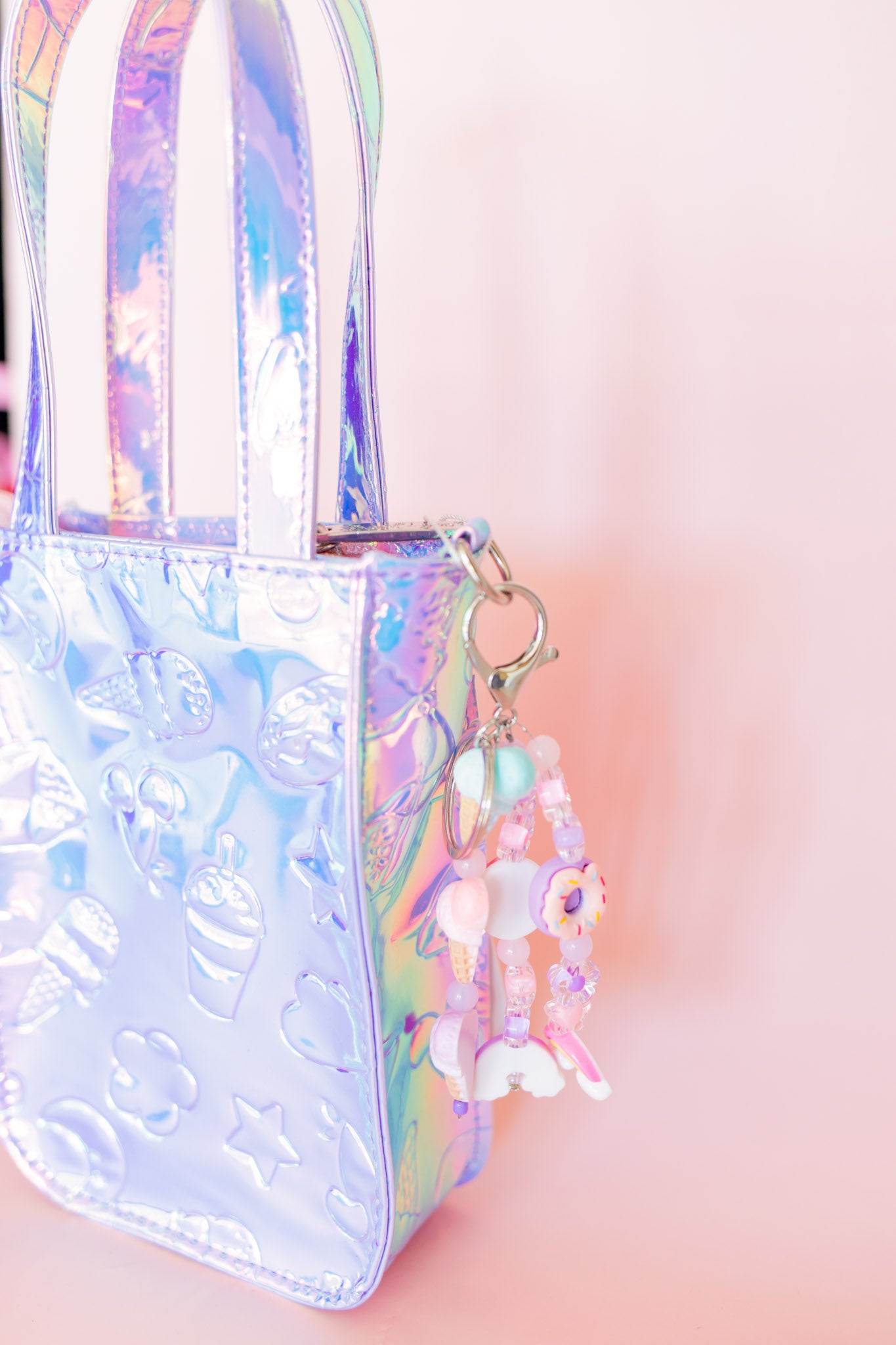 Iridescent Mini Tote with Charm