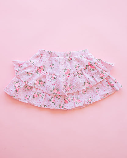Eyelet Tiered Skirt | Pink Cabbage Rose