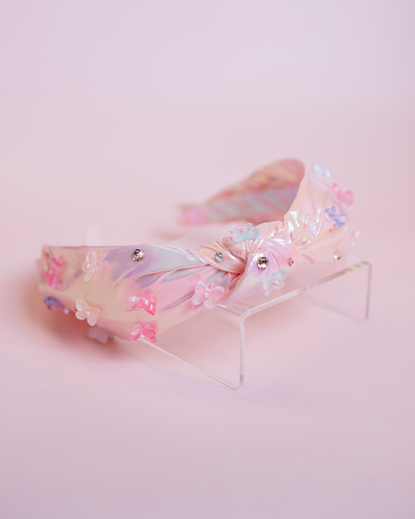 Metallic Butterfly Thin Knot Headband | Pink